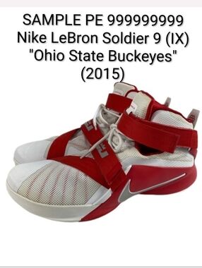 SAMPLE Nike LeBron Soldier 9 TB "Ohio State Buckeyes" SZ 16 Worn Once